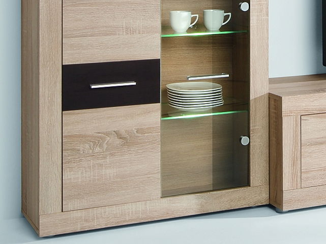 Obývací stěna Mezo dub sonoma + wenge (s osvětlením)