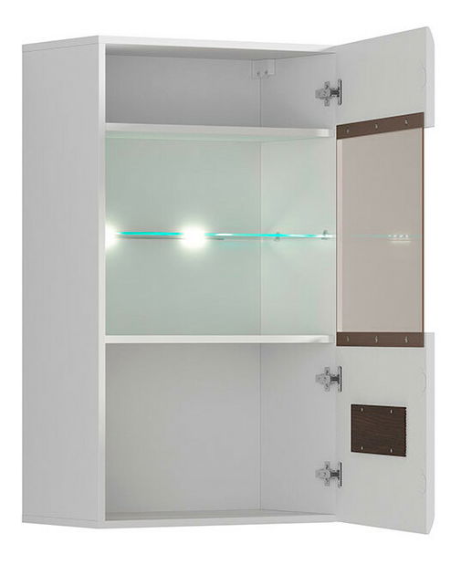 Vitrína na stěnu BRW Azteca Trio SFW1W/10/6 (bílá + lesk bílý)