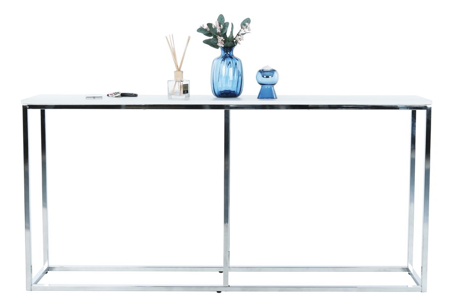 Konzolový stolek Deegen (bílá + chróm)
