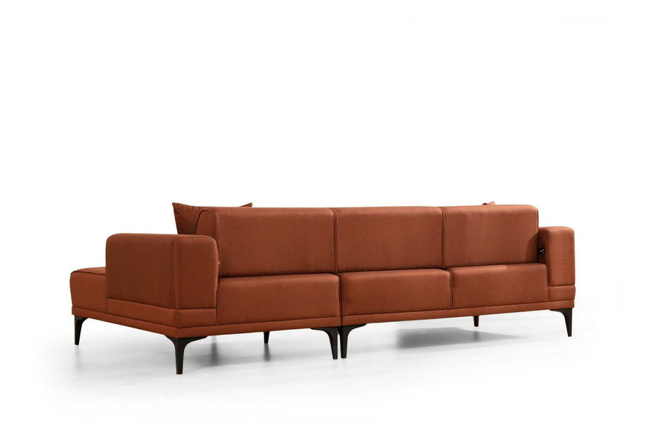 Rohová sedačka Horazotta (P) (cihlová + černá)