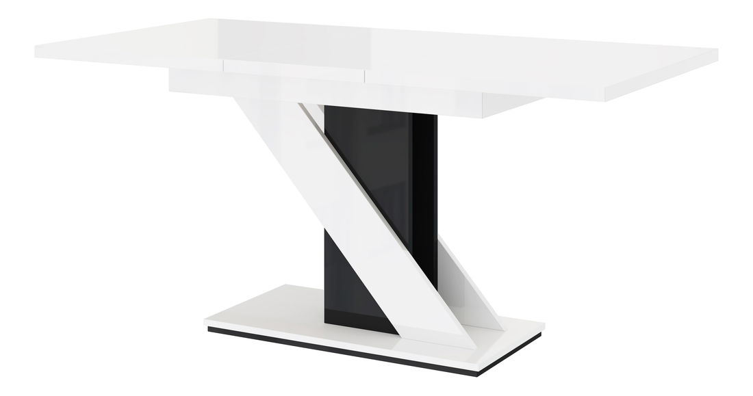 Jídelní stůl Mevenis (lesk bílý + lesk černý) (pro 4 až 6 osob)
