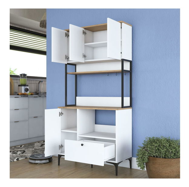 Policová skříň Jenaretta 159 (bílá + ořech)