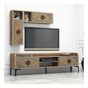 Obývací stěna Simba (ořechová + modrá)