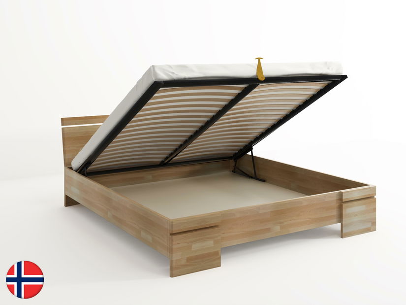 Manželská postel 140 cm Naturlig Bavergen Maxi ST (buk) (s roštem a úl. prostorem)