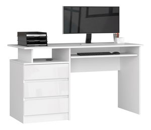 PC stolek Bronte (bílá + lesk bílý)