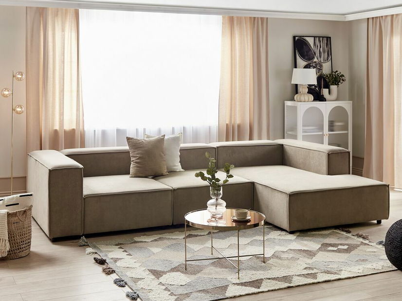 Rohová sedací souprava Afrika (hnědý manšestr) (L)