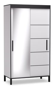 Šatní skříň Bellen (bílá) (se zrcadlem)