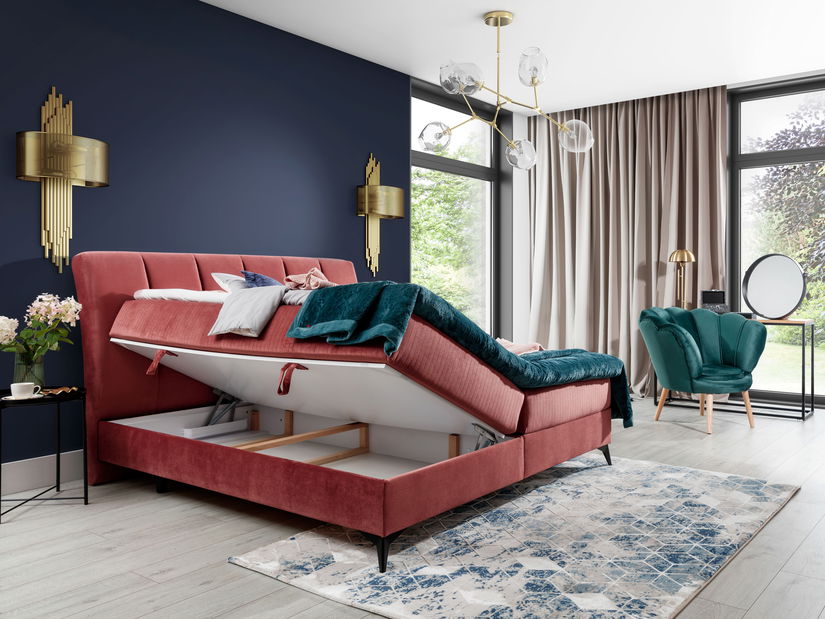 Boxspring postel 140 cm Alberto (šedá) (s matracemi)