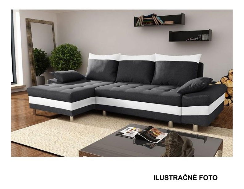 Rohová sedací souprava Peos černá + bílá (L)