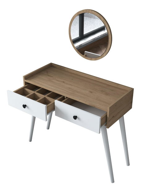 Toaletní stolek Nobisi 2 (bílá + ořech)