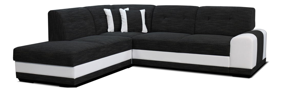 Rohová sedací souprava Bella Lux L+2F (černá + bílá) (L)