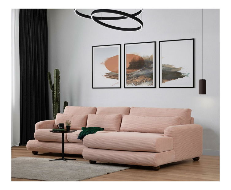 Rohová sedačka Riverolla (P) (růžová)