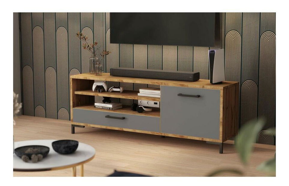 TV skříňka/stolek Cascade (dub lancaster + šedá)
