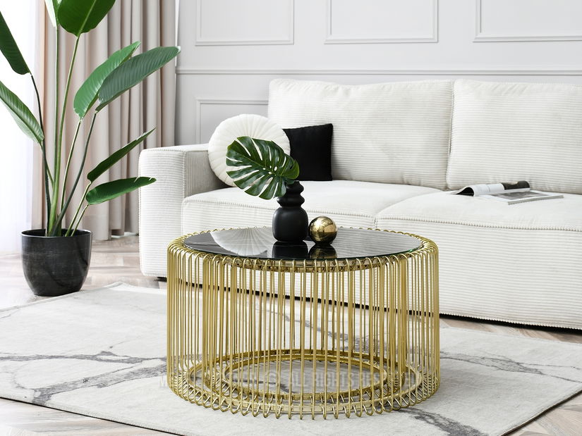 Konferenční stolek Nils (mramor + zlatá)