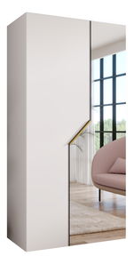 Šatní skříň Alaris 2 100 (bílá + zlatá) (se zrcadlem)