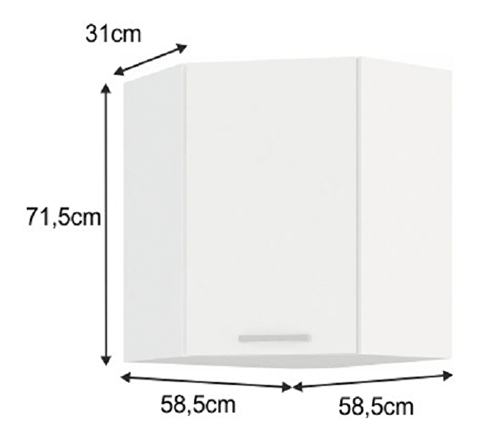 Rohová horní skříňka Strolis 58x58 GN-72 1F (bílá)