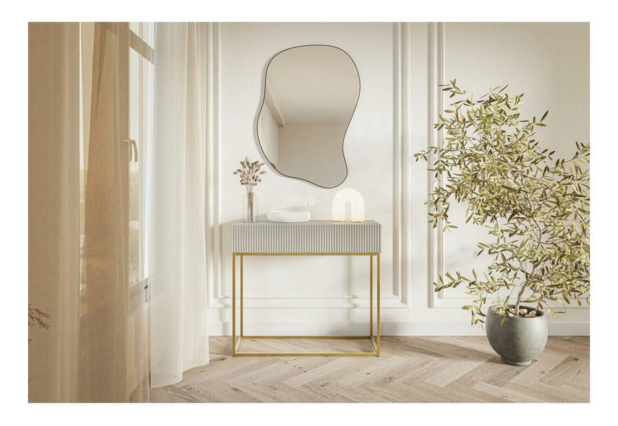 Konzolový stolek Vertigo V4 (šedobéžová + zlatá)