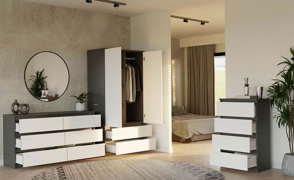 Komoda Musecalo 6 140 (antracit + bílá)