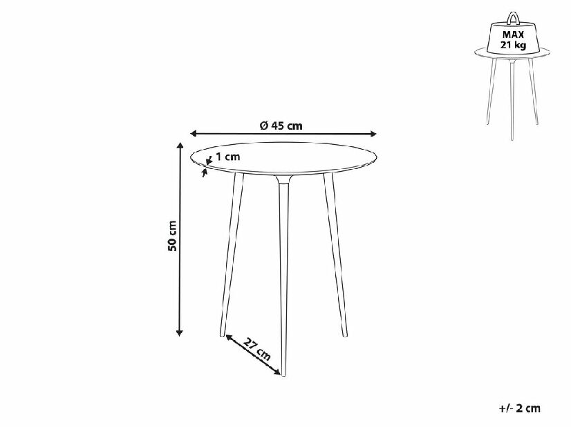 Příruční stolek Waiping (zlatá)
