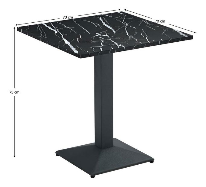 Jídelní stůl Rahola 1 (černý mramor + černá) (pro 2 osoby)