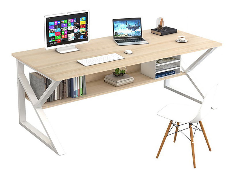 Psací stolek Torcor 100 (dub přírodní + bílá)