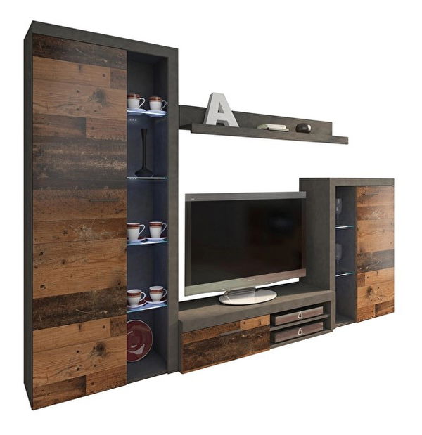 Obývací stěna Rudby (old mat + matera) (bez osvětlení)