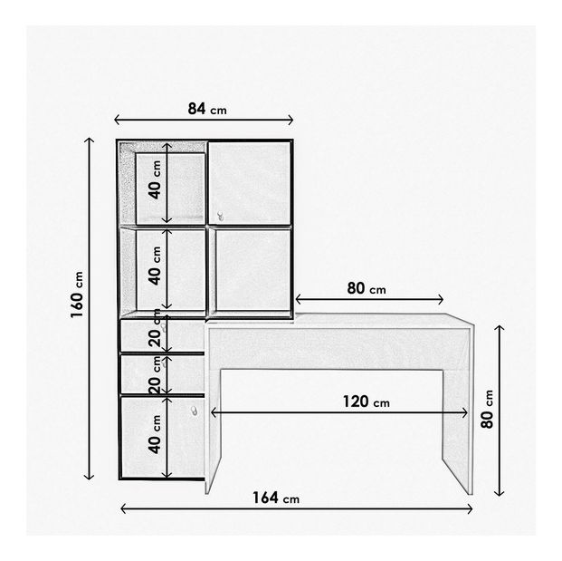 PC stolek Canny (bílá + černá)