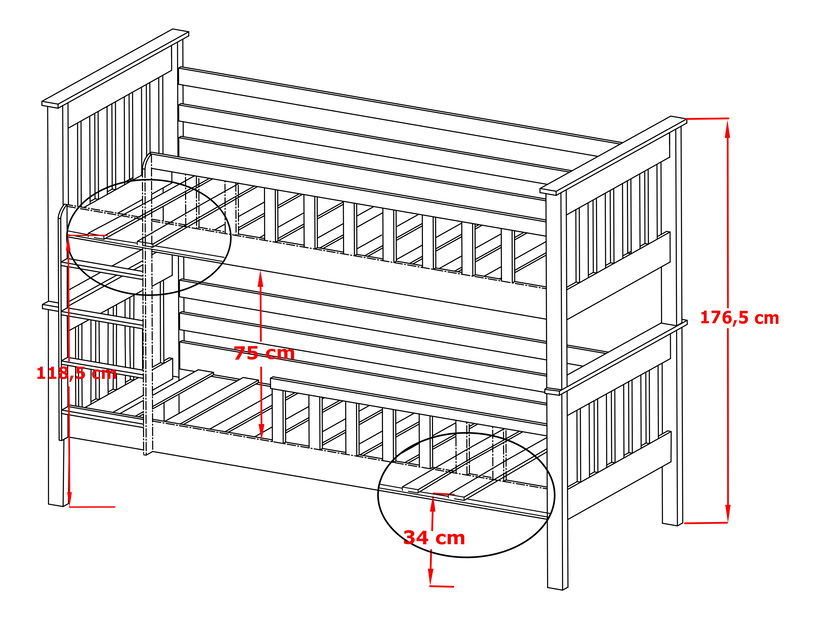 Dětská postel 90 cm Olive (s roštem a úl. prostorem) (buk)