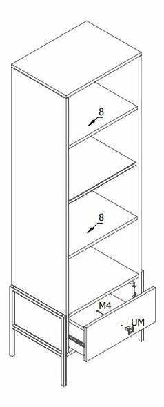 Regál Luigi L2 (dub artisan + černá)