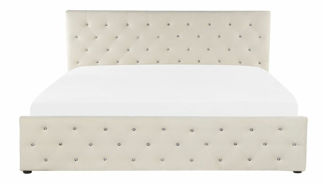 Manželská postel 180 cm AMESIA (béžová) (s roštem a úl. prostorem)