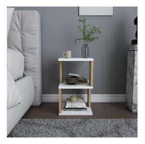 Noční stolek Caramello (bílá + dub)