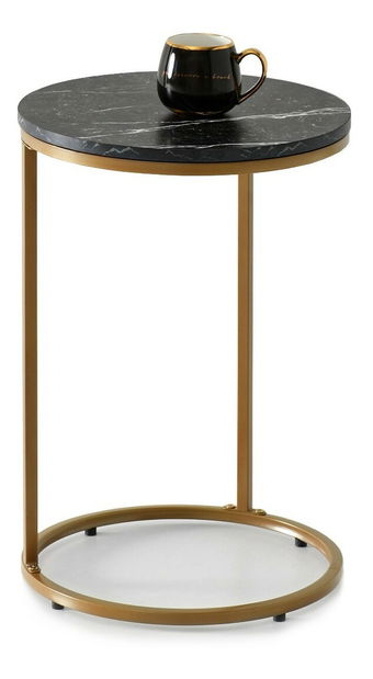 Konferenční stolek Corden (černý mramor + zlatá)