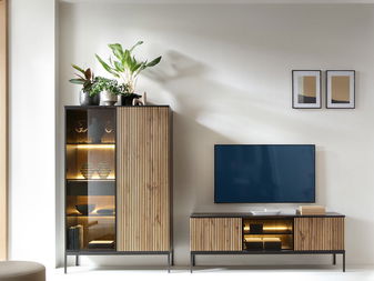 Nábytek do obývacího pokoje Dernas II (grafit + dub wotan)