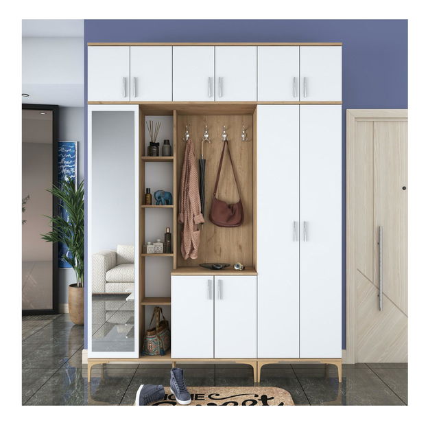 Předsíň Emily 28 (se zrcadlem) (ořech + bílá)