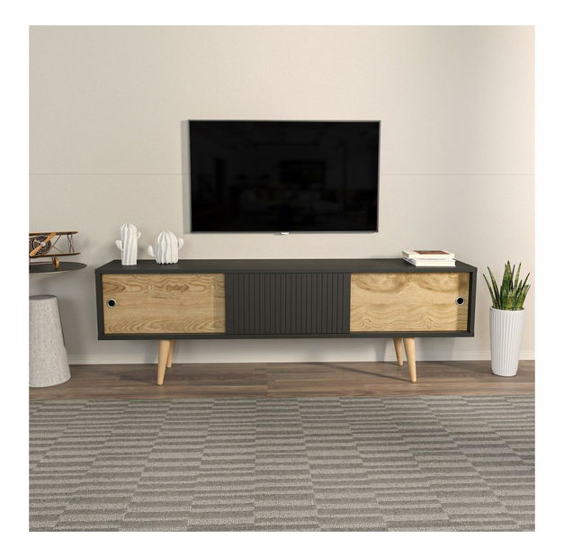 TV skříňka Ecranissa (antracit + dub)