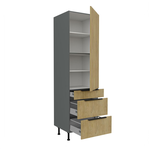 Potravinová kuchyňská skříňka Carminia 60 DKS-215 3S1F PREMIUM BOX (dub cremona + antracit)