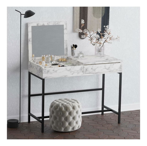 Toaletní stolek Lio (mramor carrara) (se zrcadlem)