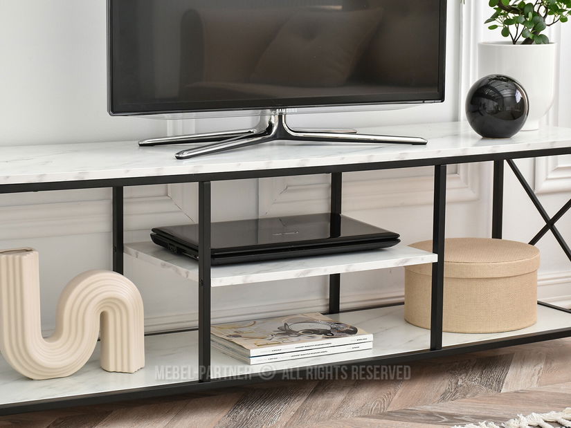 TV stolek/skříňka Jukky Stol Rtv (bílý mramor + černá)