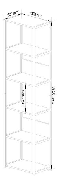 Regál Loriana II (černá + dub sonoma)