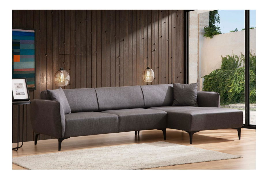 Rohová sedačka Belasemma (P) (tmavě šedá + černá)