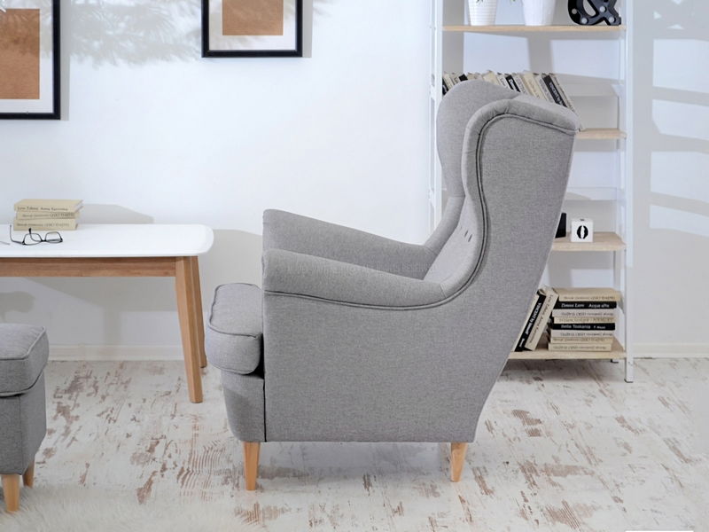 Křeslo ušák Margis (šedá + černá)