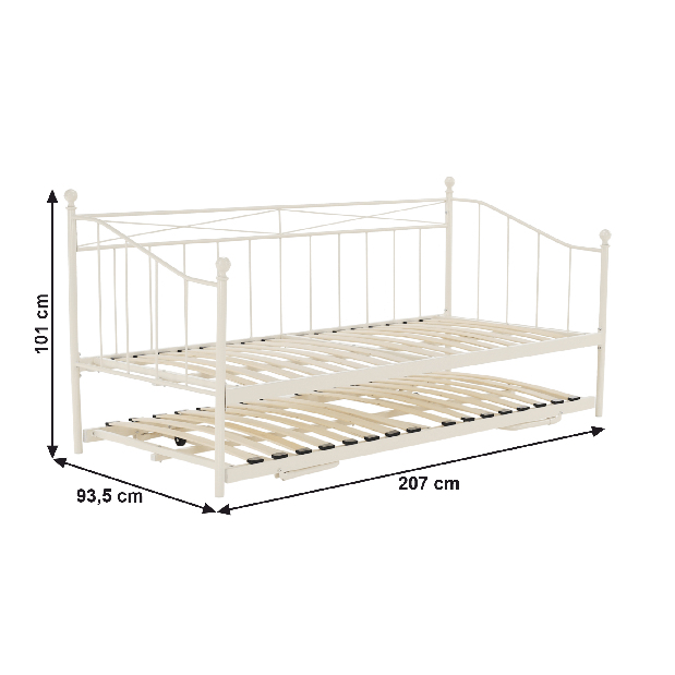 Rozkládací postel 90 cm Zinnia (s roštem)