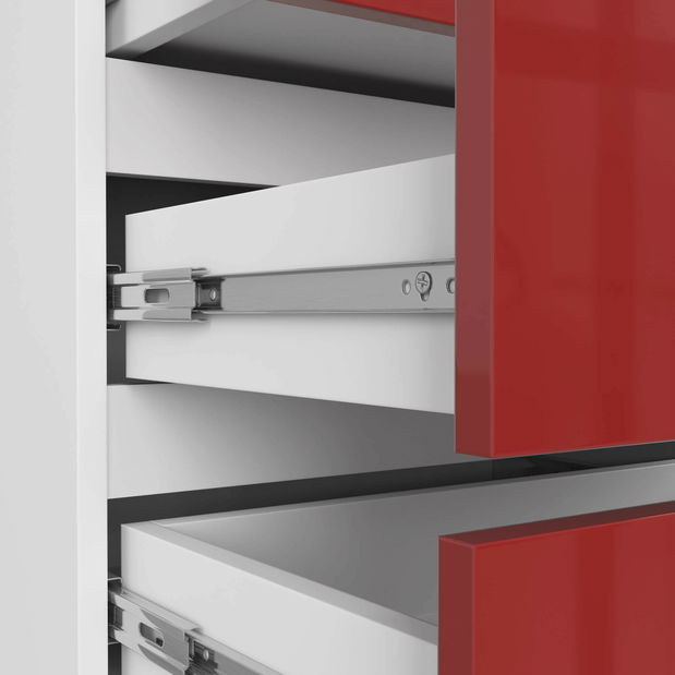 Noční stolek Calado (bílá + lesk červený)