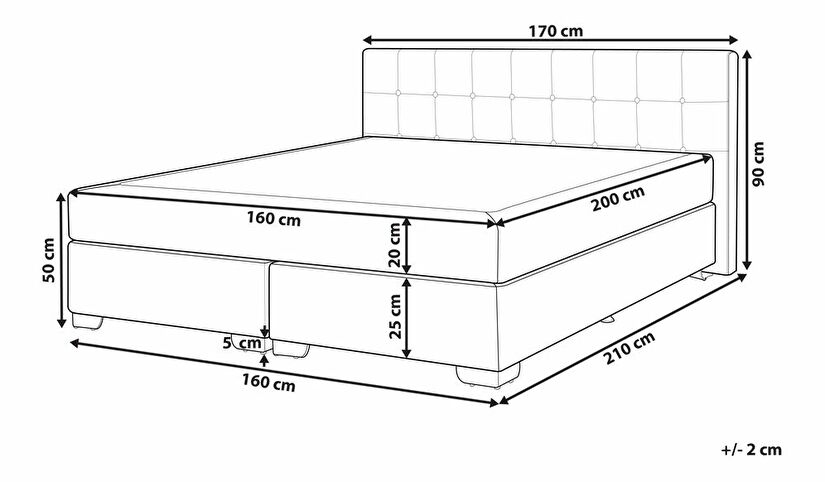 Manželská postel Boxspring 160 cm ADIR (s matracemi) (černá)