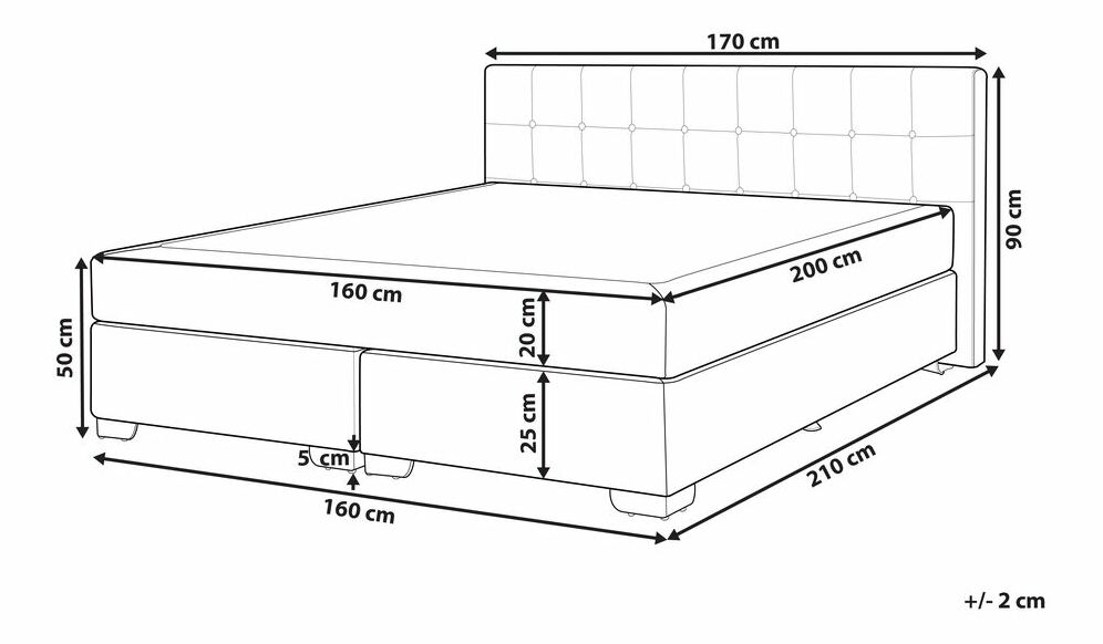 Manželská postel Boxspring 160 cm ADIR (s matracemi) (černá)