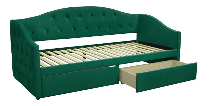 Jednolůžková postel (válenda) 90 cm Zonas (zelená) (s roštem) (s úl. prostorem)