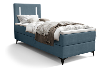 Jednolůžková postel 80 cm Ortega Comfort (světlomodrá) (s roštem a matrací, s úl. prostorem) (s LED osvětlením)