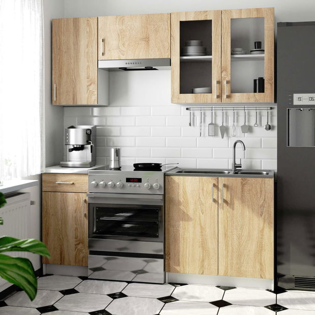 Kuchyňská sestava 180 cm Lula TYP1 C (bílá + dub sonoma)