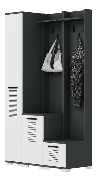 Předsíňová sestava Vipapo 1 (antracit + bílá)