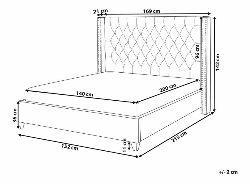 Manželská postel 140 cm Lubbka (bílá) (s roštem)